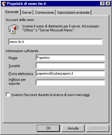 Scheda generale