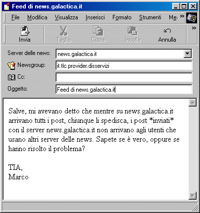 Finestra di composizione messaggio